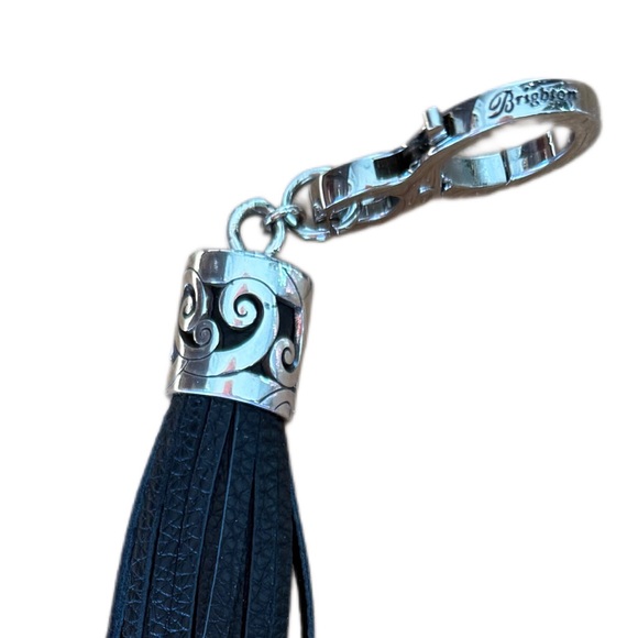 Brighton Black Leather Tassel Keychain / Bag Charm - Picture 2 of 5
